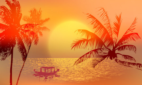 tropical sunset or sunrise
