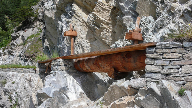 a natural irrigation system in the mountains of the Swiss Alps