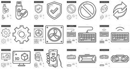 Gadgets line icon set.