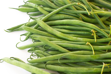 Asparagus beans on white  background. Close up.