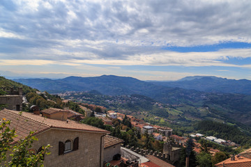 Fototapeta na wymiar San Marino, the view from the observation deck of the mountains