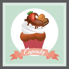 sweet cupcake dessert icon. pastry colorful design. vector illustration