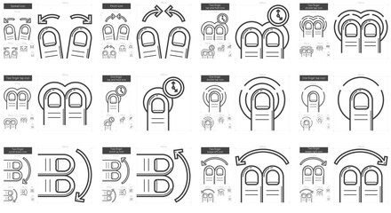 Touch gestures line icon set.