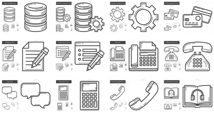 Technology line icon set.