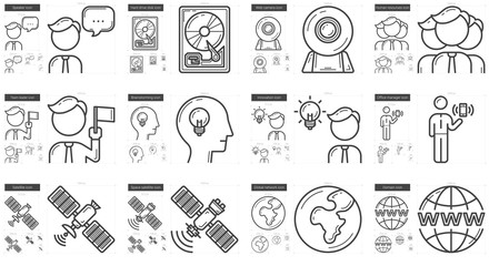 Technology line icon set.