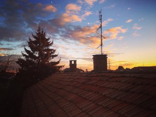 roof at sunset