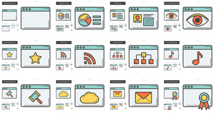 Application line icon set.