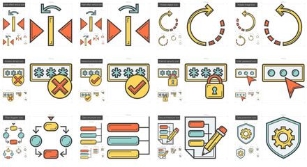 Content Edition line icon set.