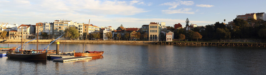 panoramic view of Bouzas villa of Vigo, Galicia (spain) at sunset