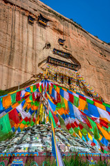 Mati Si temple with colorful praying flags, China