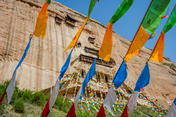Mati Si temple with colorful praying flags, China