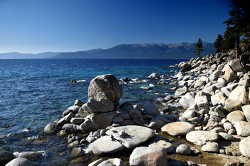 stones and rocks on the beach at Lake Tahoe, California, Nevada