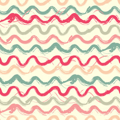 Vector doodle colorful Seamless pattern. Hand drawn texture with waves. Universal modern color combinations