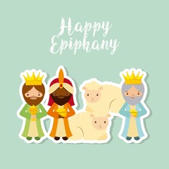 cartoon three wise men. happy epiphany design. vector illustration