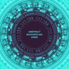 Abstract background with a variety of technological elements.