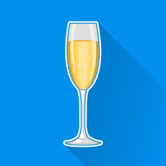 Champagne glass. Happy New Year and Merry Christmas celebration. Concept vector illustration. Modern flat design. EPS10