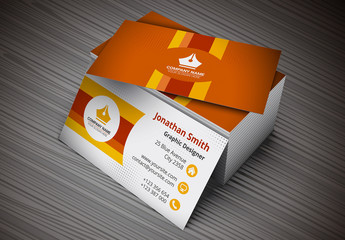 Business Card with Orange Stripes Layout