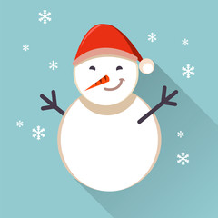 Cartoon smiling snowman. Flat cheerful illustration. Vector. EPS10