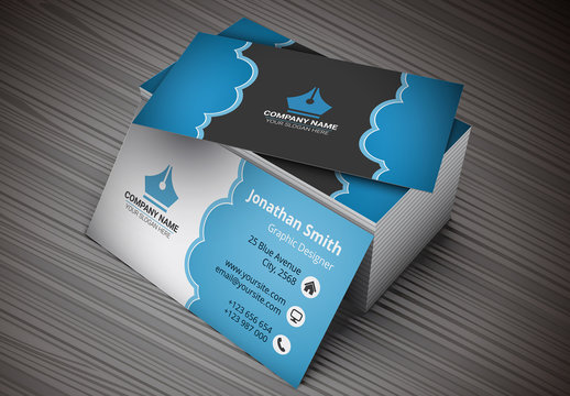 Business Card with Blue Cloud Design Layout