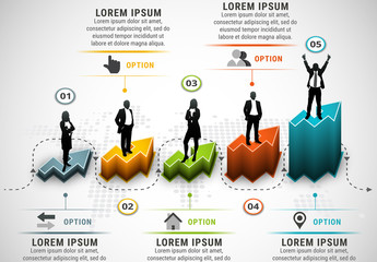 Businesspeople on Arrow Blocks Element Infographic 4