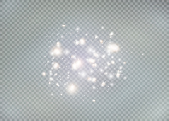 Vector glowing stars, lights and sparkles. Transparent effects