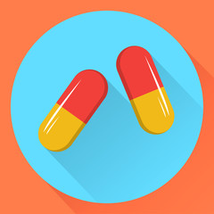 Two capsules. Flat design.Vector stock illustration. EPS10