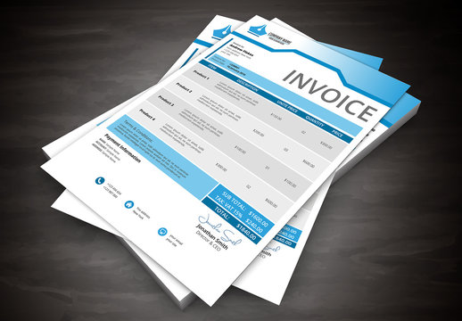 Blue Header Tab Element Invoice Layout