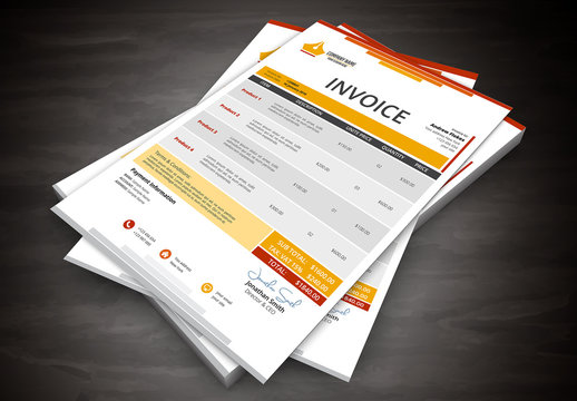 Orange Gradient Stacked Header Element Invoice Layout