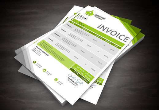 Green and Gray Corner Element Invoice Layout