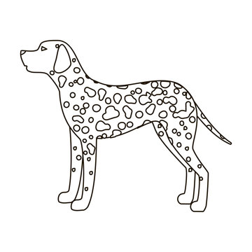recommend clip art: Dalmatian icon in outline style isolated on white background. Dog breeds symbol stock vector illustration.