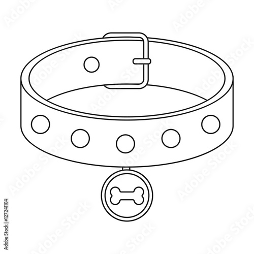 "Dog collar icon in outline style isolated on white background. Dog