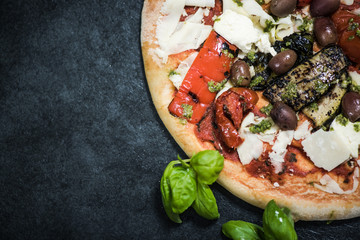 wood fired pizza with grilled vegetables