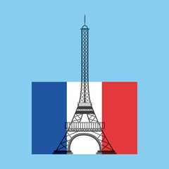 france flag with eiffel tower icon over blue background. colorful design. vector illustration