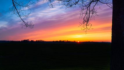 Colorful sunset and intens sky
