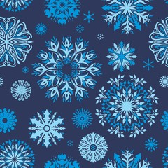 Vector Indigo Snowflake Pattern