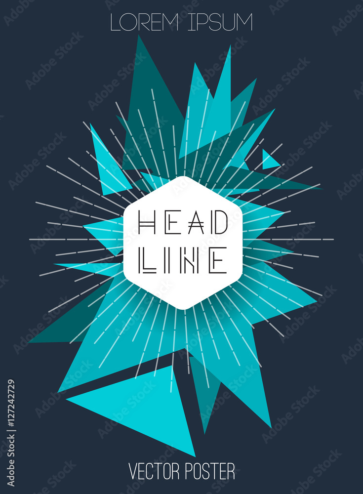 Poster vector background with triangles. retro style design for poster or cover