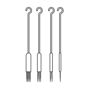 Tattoo needles icon in outline style isolated on white background. Tattoo symbol stock vector illustration.