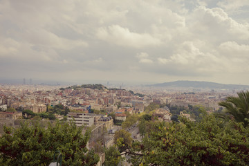 Fototapeta na wymiar Panoramic view of Barcelona city
