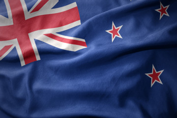 Obraz premium waving colorful flag of new zealand.