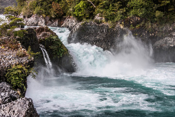Fototapeta na wymiar Petrohue waterfall in Vicente Perez Rosales National Park, Chile