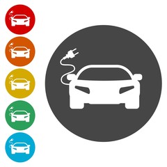 Electric car icons set 