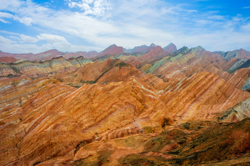 Naklejka na ściany i meble Rainbow mountains, Zhangye Danxia geopark, China