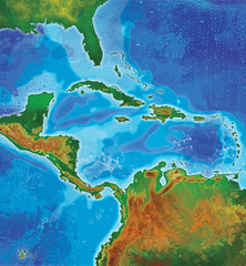 color caribbean islands map