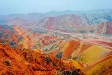 Foto op Plexiglas Zhangye Danxia Regenboogbergen, Zhangye Danxia-geopark, China