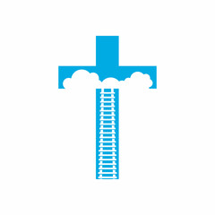 The road to heaven only through the cross of Jesus Christ. Stairway to Heaven.