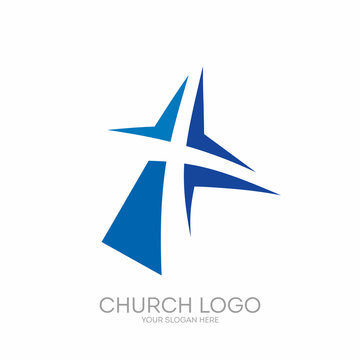 Church logo. Christian symbols. The cross of Jesus Christ.