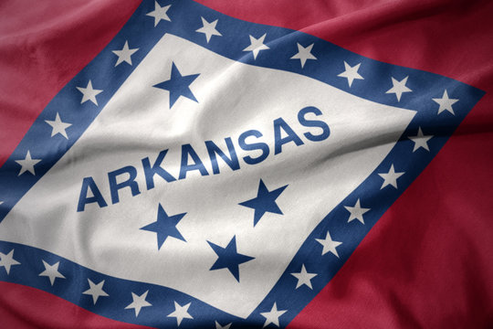 waving colorful flag of arkansas state.