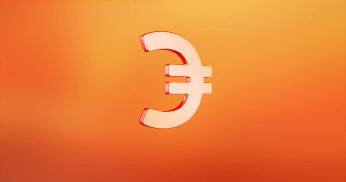 Animated Euro sign Red 3d Icon Loop Modules for edit with alpha matte
