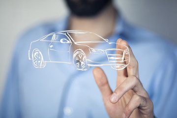 man hand car