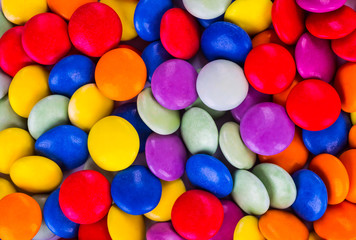 Closeup of colorful candies as texture